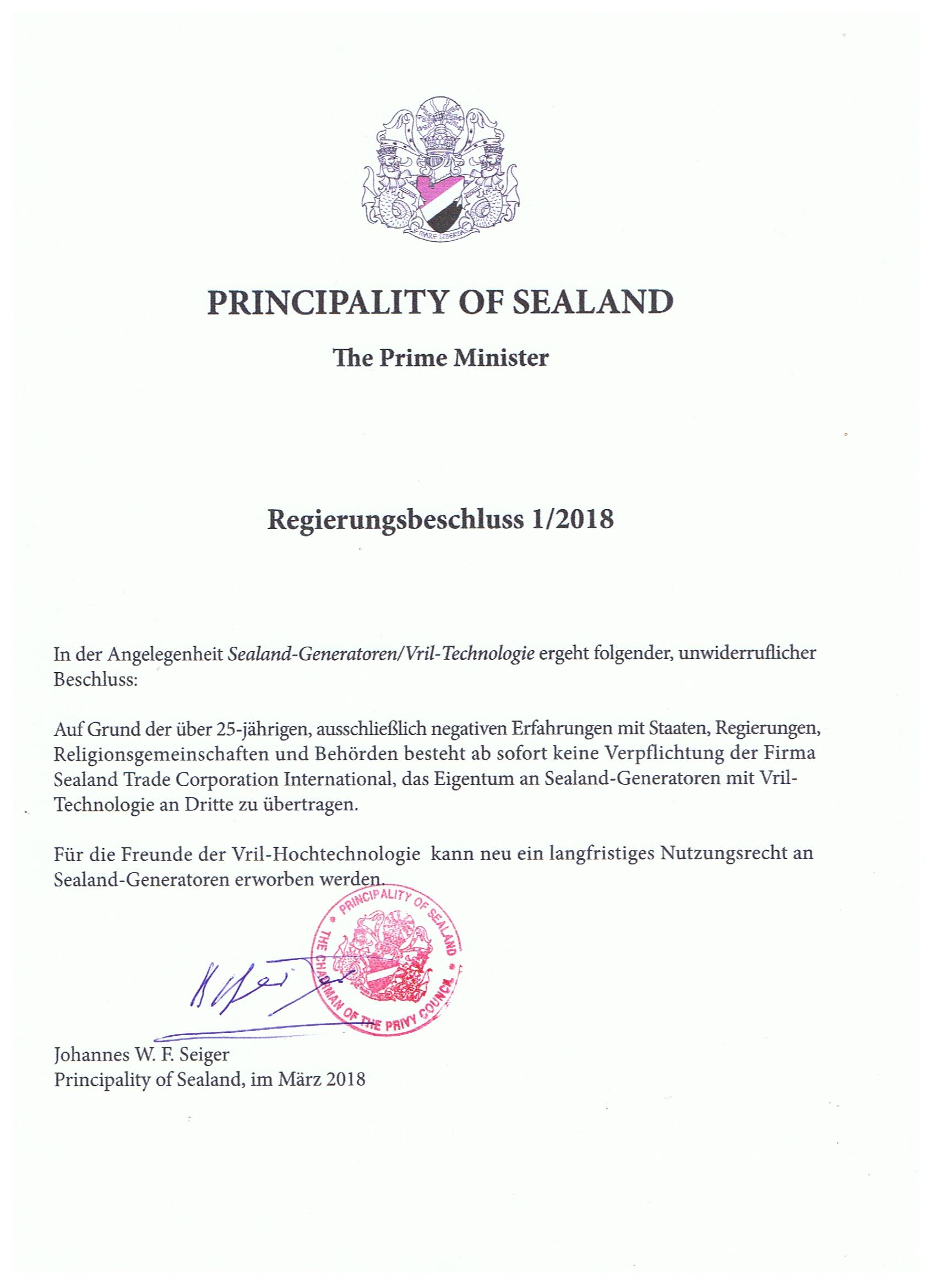 Regierungsbeschluss 1 2018