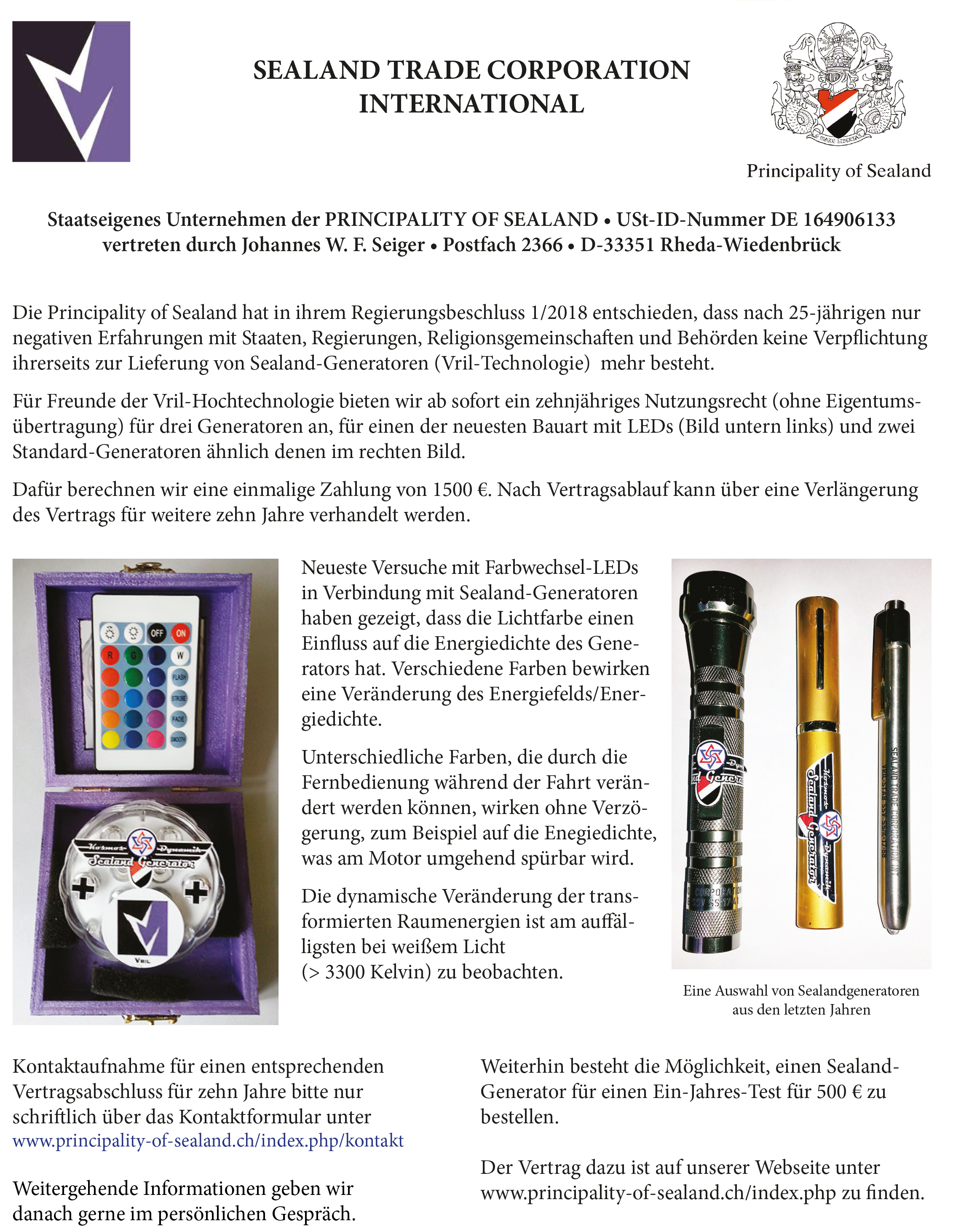 Sealandgeneratoren Mrz 2018